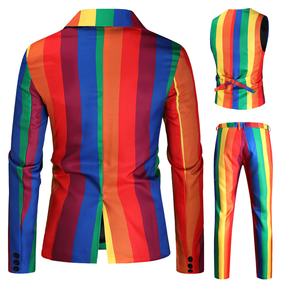 Christmas Printed Suit Men's Three-piece Suit