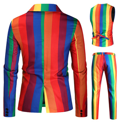 Christmas Printed Suit Men's Three-piece Suit